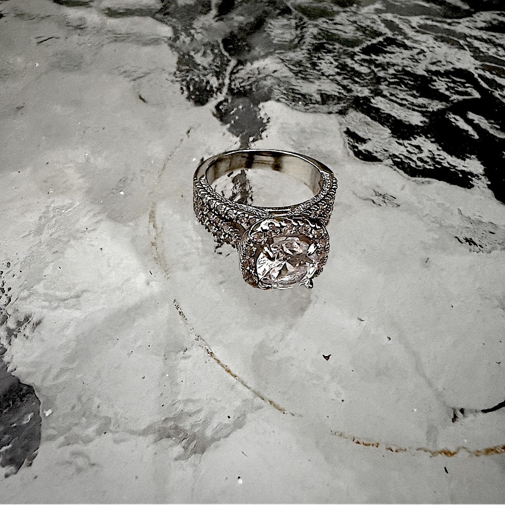 NEW! Silver Diamond Halo Ring 3 Rows Micro Pave NWT - Picture 2 of 7